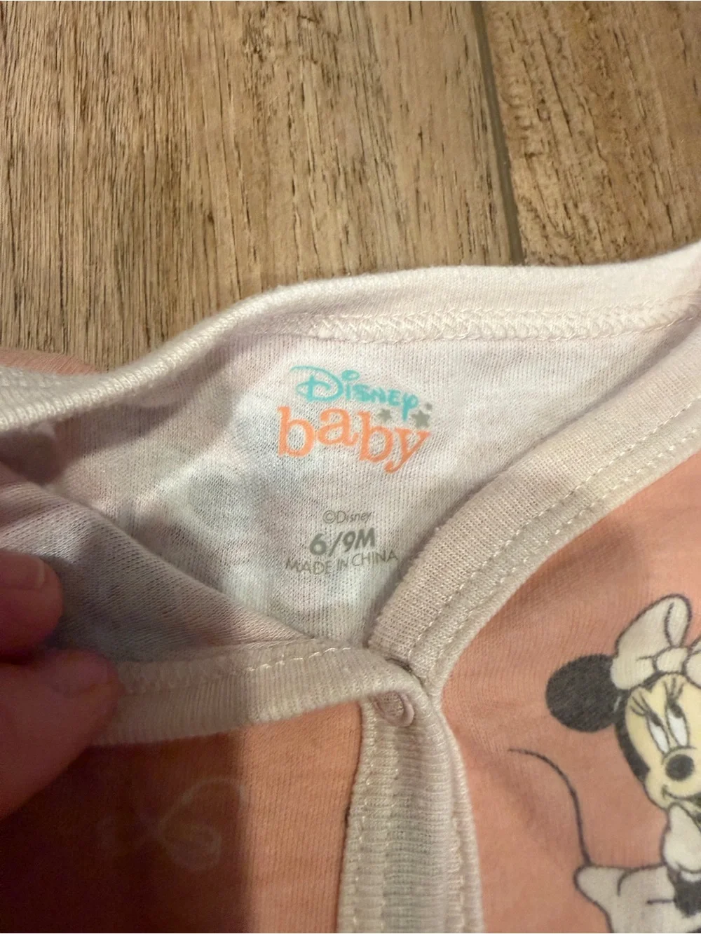 Disney Peach Minnie Mouse Footed One-Piece
